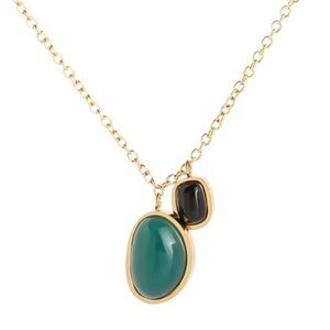 18K gold color plated Gold and Green Pendant Necklace